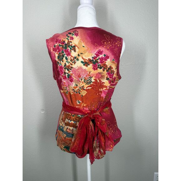Vtg Y2k Rene Derhy Womens Red Babydol Tank Sz 6/8 Asian Fairycore Artsy Whimsy - Picture 6 of 11
